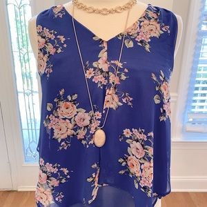 6$ Beautiful Indigo Blue Floral Blouse